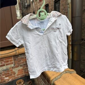 Mayoral White Polo with Floral Collar